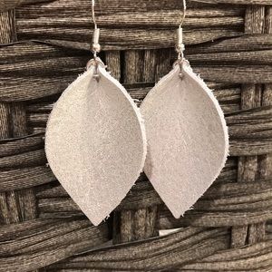 Shimmer off white leather earrings